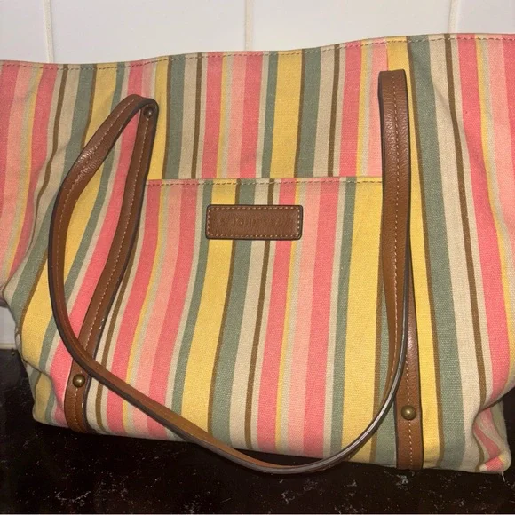 St Johns Bay Shoulder purse Striped Multicolor Tote Bag Beach - Picture 9 of 16